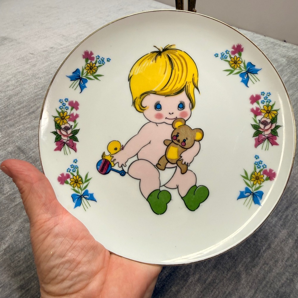 Vintage 1974 Chadwick-Miller Baby Teddy Bear Decorative Plate Japan 7.5 Inch - Picture 3 of 7